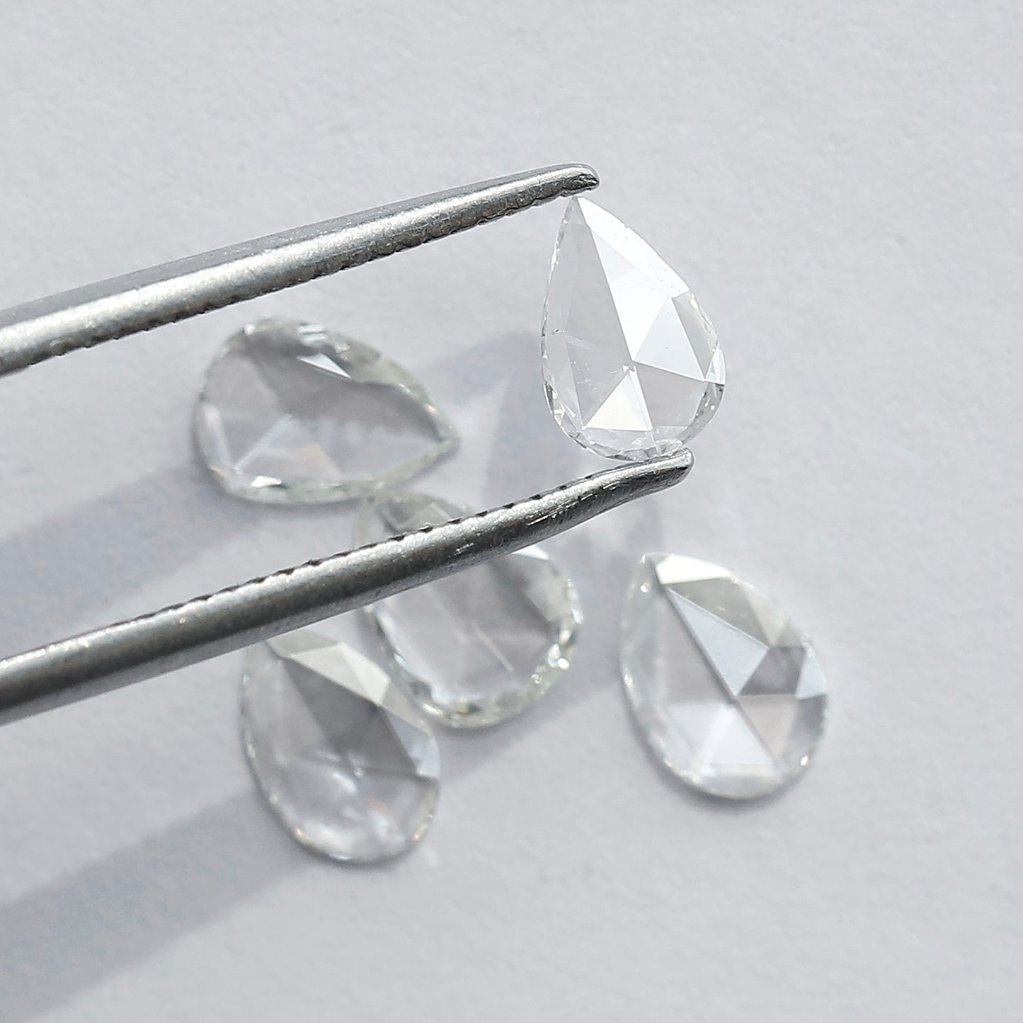 0.95 CT Pear Shape Rose Cut Diamonds Lot | 5 PCS Natural FG Color VS Clarity Loose Diamonds 5.80 MM