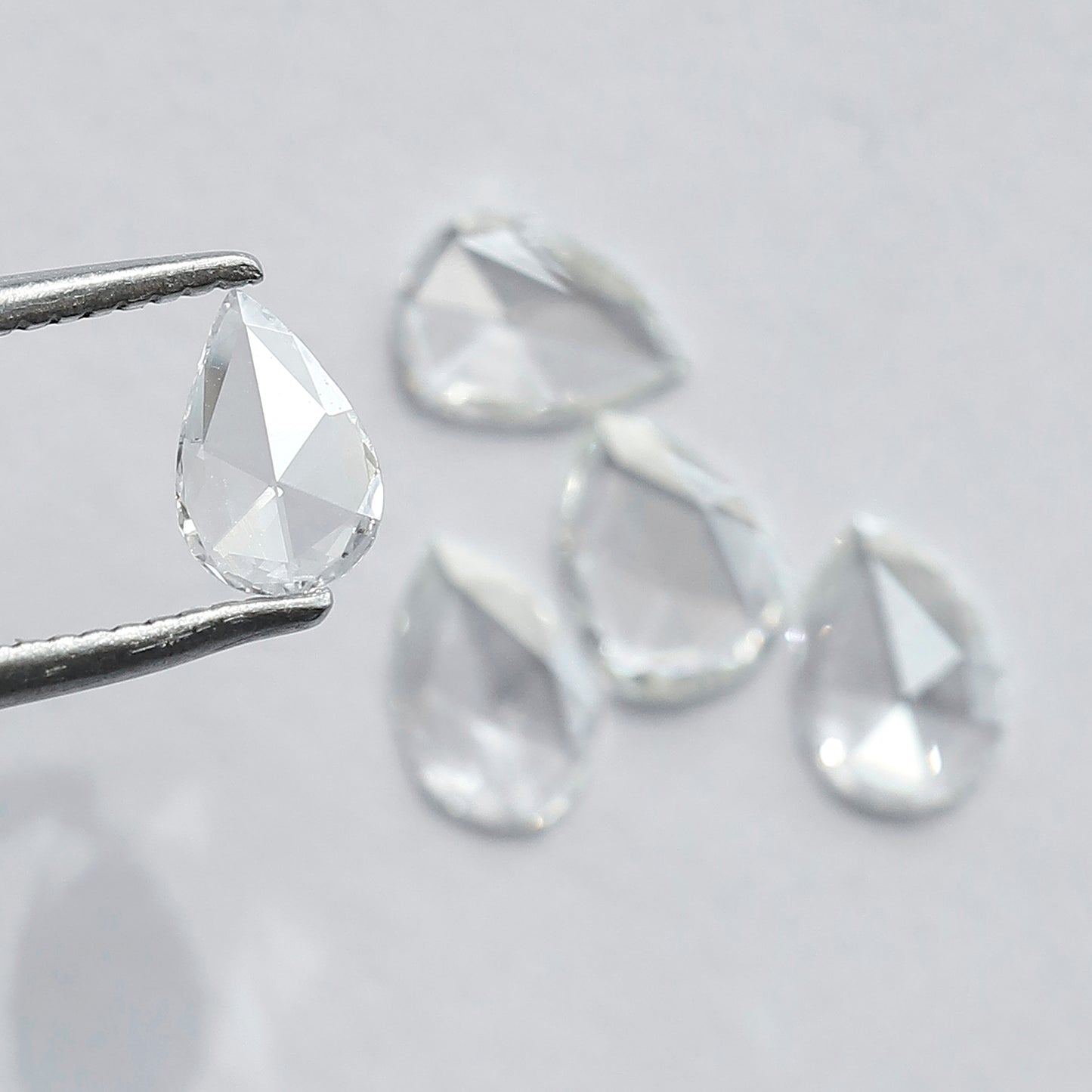 0.95 CT Pear Shape Rose Cut Diamonds Lot | 5 PCS Natural FG Color VS Clarity Loose Diamonds 5.80 MM