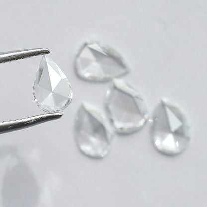 0.95 CT Pear Shape Rose Cut Diamonds Lot | 5 PCS Natural FG Color VS Clarity Loose Diamonds 5.80 MM