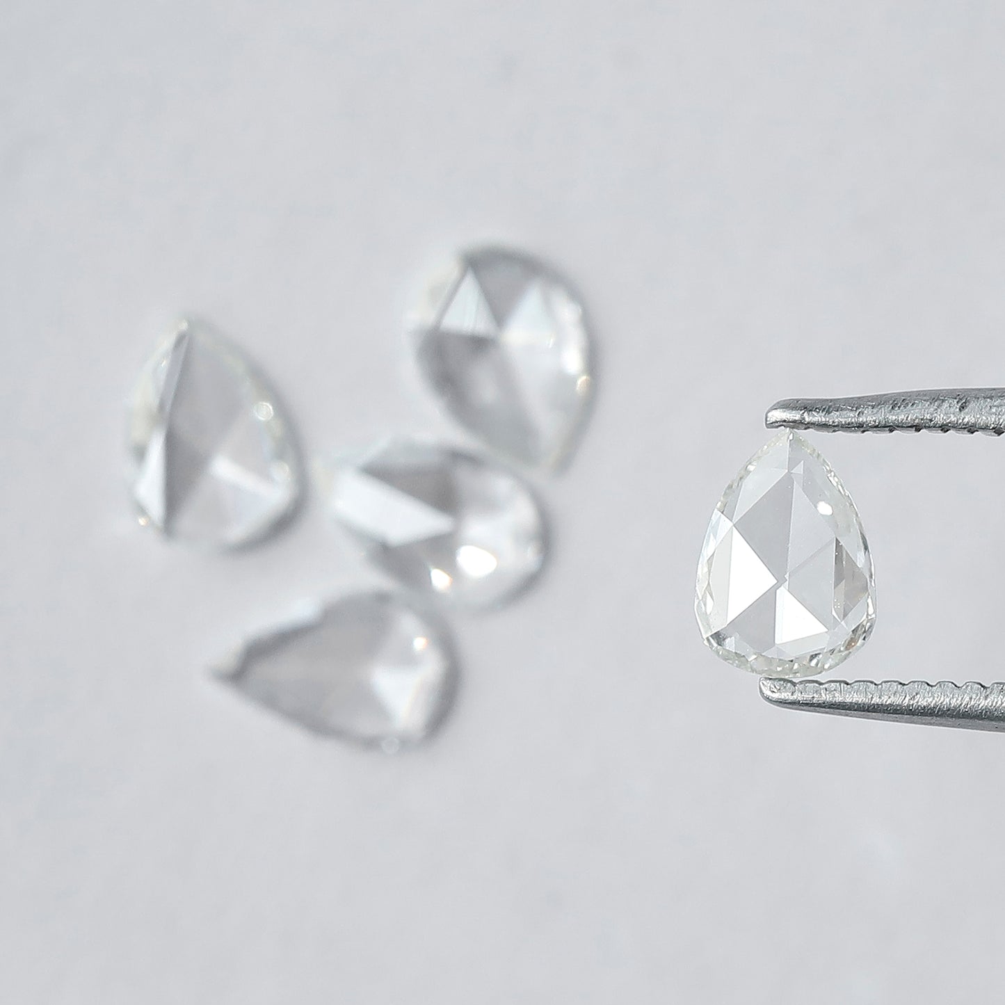 0.95 CT Pear Shape Rose Cut Diamonds Lot | 5 PCS Natural FG Color VS Clarity Loose Diamonds 5.80 MM