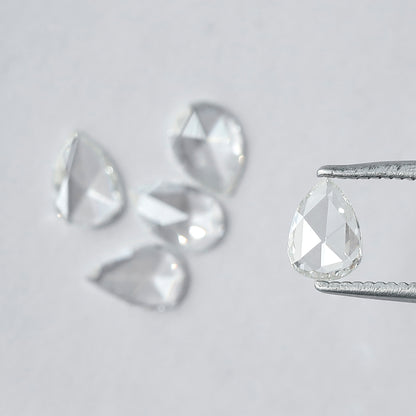 0.95 CT Pear Shape Rose Cut Diamonds Lot | 5 PCS Natural FG Color VS Clarity Loose Diamonds 5.80 MM