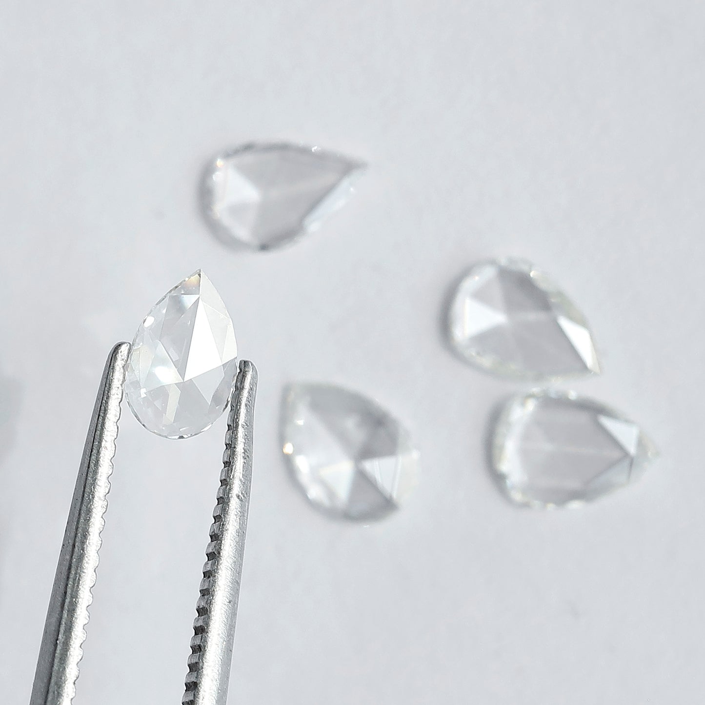 0.95 CT Pear Shape Rose Cut Diamonds Lot | 5 PCS Natural FG Color VS Clarity Loose Diamonds 5.80 MM