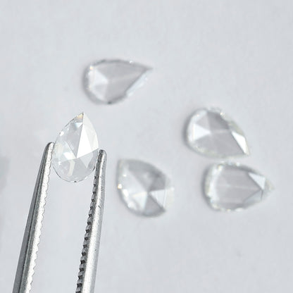 0.95 CT Pear Shape Rose Cut Diamonds Lot | 5 PCS Natural FG Color VS Clarity Loose Diamonds 5.80 MM