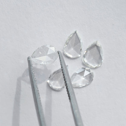 0.95 CT Pear Shape Rose Cut Diamonds Lot | 5 PCS Natural FG Color VS Clarity Loose Diamonds 5.80 MM