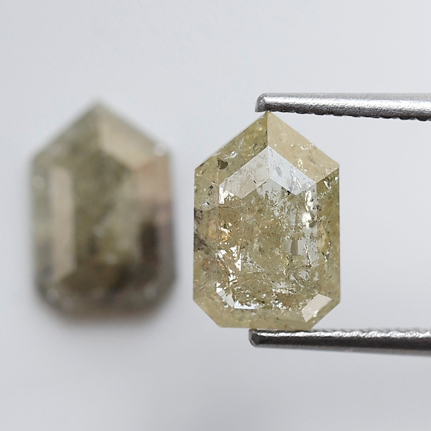 Bullet Cut Rustic Diamond Pair 3.06 Carat, Yellowish Gray Geometric Loose Diamonds 9.30x6.40 mm for Earrings or Custom Jewelry