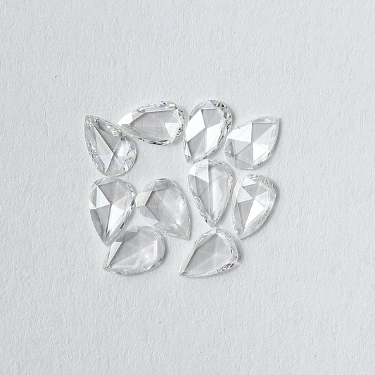 0.98 CT Pear Shape Rose Cut Diamond Lot, 4.50 x 3.00 MM Natural FG VS Loose Ethical Diamonds for Ring and Jewelry