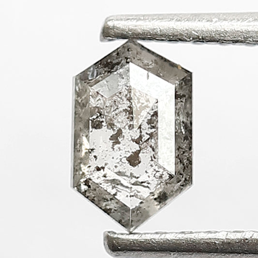 6 MM Long Hexagon Shape Diamond Natural Grey Black Color Diamond Loose Natural 0.40 CT Conflict Free Salt and Pepper Diamond Bespoke Jewelry
