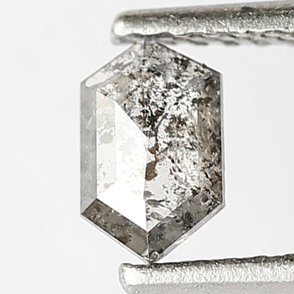 6 MM Long Hexagon Shape Diamond Natural Grey Black Color Diamond Loose Natural 0.40 CT Conflict Free Salt and Pepper Diamond Bespoke Jewelry