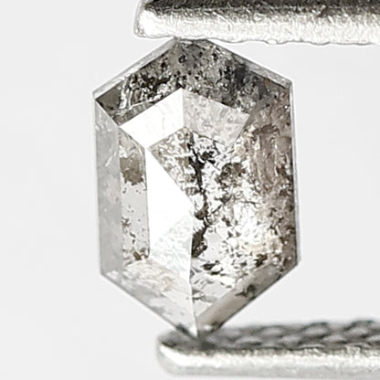 6 MM Long Hexagon Shape Diamond Natural Grey Black Color Diamond Loose Natural 0.40 CT Conflict Free Salt and Pepper Diamond Bespoke Jewelry