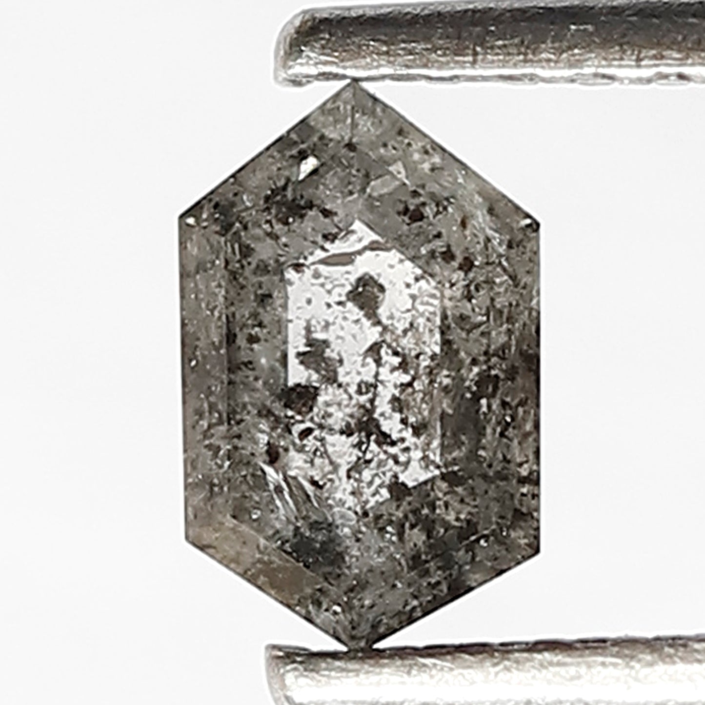 6 MM Long Hexagon Shape Diamond Natural Grey Black Color Diamond Loose Natural 0.40 CT Conflict Free Salt and Pepper Diamond Bespoke Jewelry