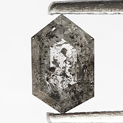 6 MM Long Hexagon Shape Diamond Natural Grey Black Color Diamond Loose Natural 0.40 CT Conflict Free Salt and Pepper Diamond Bespoke Jewelry