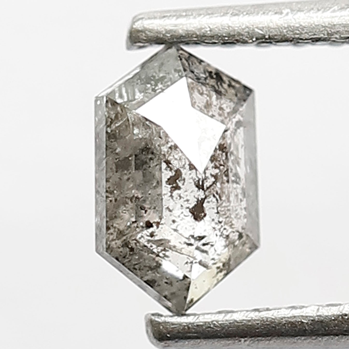 6 MM Long Hexagon Shape Diamond Natural Grey Black Color Diamond Loose Natural 0.40 CT Conflict Free Salt and Pepper Diamond Bespoke Jewelry