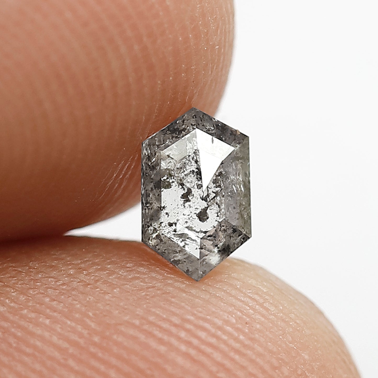 6 MM Long Hexagon Shape Diamond Natural Grey Black Color Diamond Loose Natural 0.40 CT Conflict Free Salt and Pepper Diamond Bespoke Jewelry