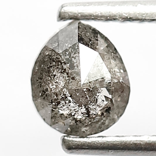 0.52 CT Loose Natural Grey Black Color Diamond 5.2 MM Pear Shape Diamond Earth Mined Salt and Pepper Diamond Engagement Ring