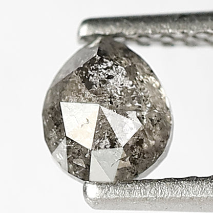 0.52 CT Loose Natural Grey Black Color Diamond 5.2 MM Pear Shape Diamond Earth Mined Salt and Pepper Diamond Engagement Ring