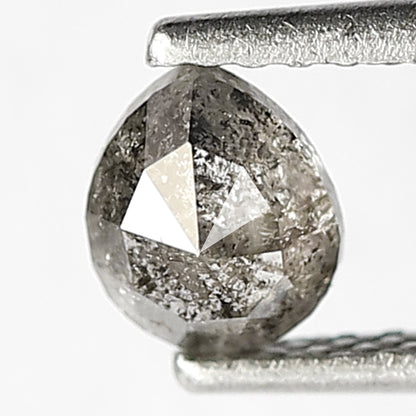 0.52 CT Loose Natural Grey Black Color Diamond 5.2 MM Pear Shape Diamond Earth Mined Salt and Pepper Diamond Engagement Ring