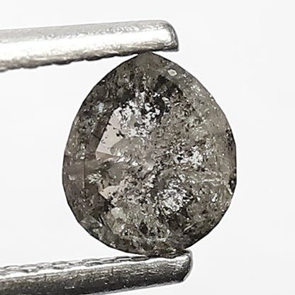 0.52 CT Loose Natural Grey Black Color Diamond 5.2 MM Pear Shape Diamond Earth Mined Salt and Pepper Diamond Engagement Ring