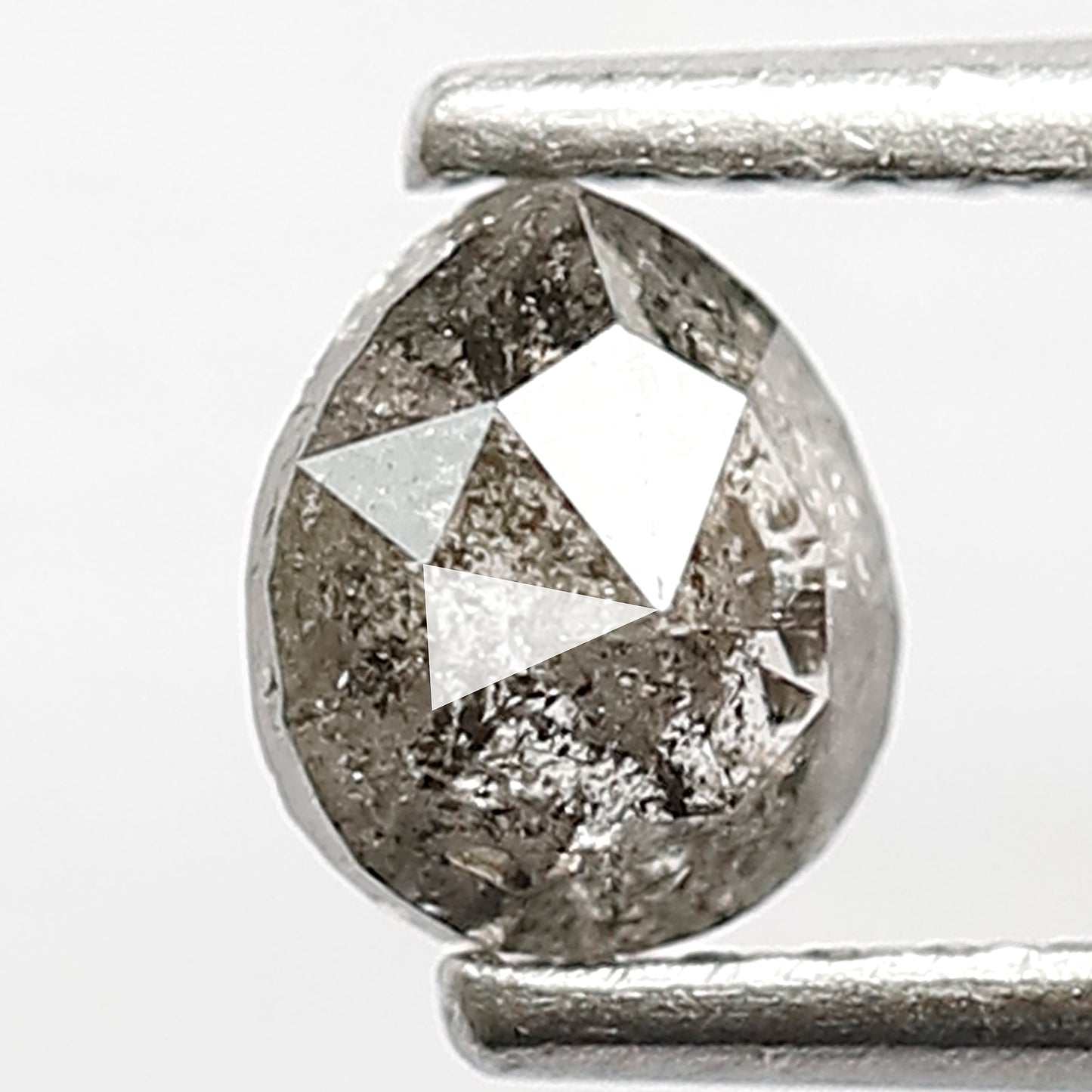 0.52 CT Loose Natural Grey Black Color Diamond 5.2 MM Pear Shape Diamond Earth Mined Salt and Pepper Diamond Engagement Ring