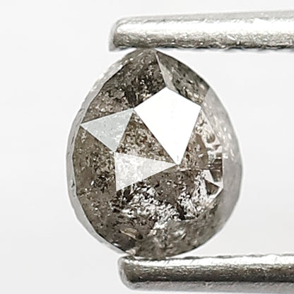 0.52 CT Loose Natural Grey Black Color Diamond 5.2 MM Pear Shape Diamond Earth Mined Salt and Pepper Diamond Engagement Ring