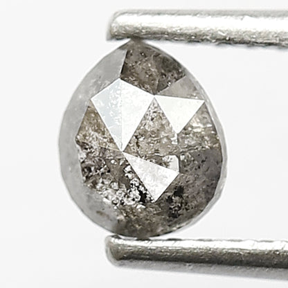 0.52 CT Loose Natural Grey Black Color Diamond 5.2 MM Pear Shape Diamond Earth Mined Salt and Pepper Diamond Engagement Ring