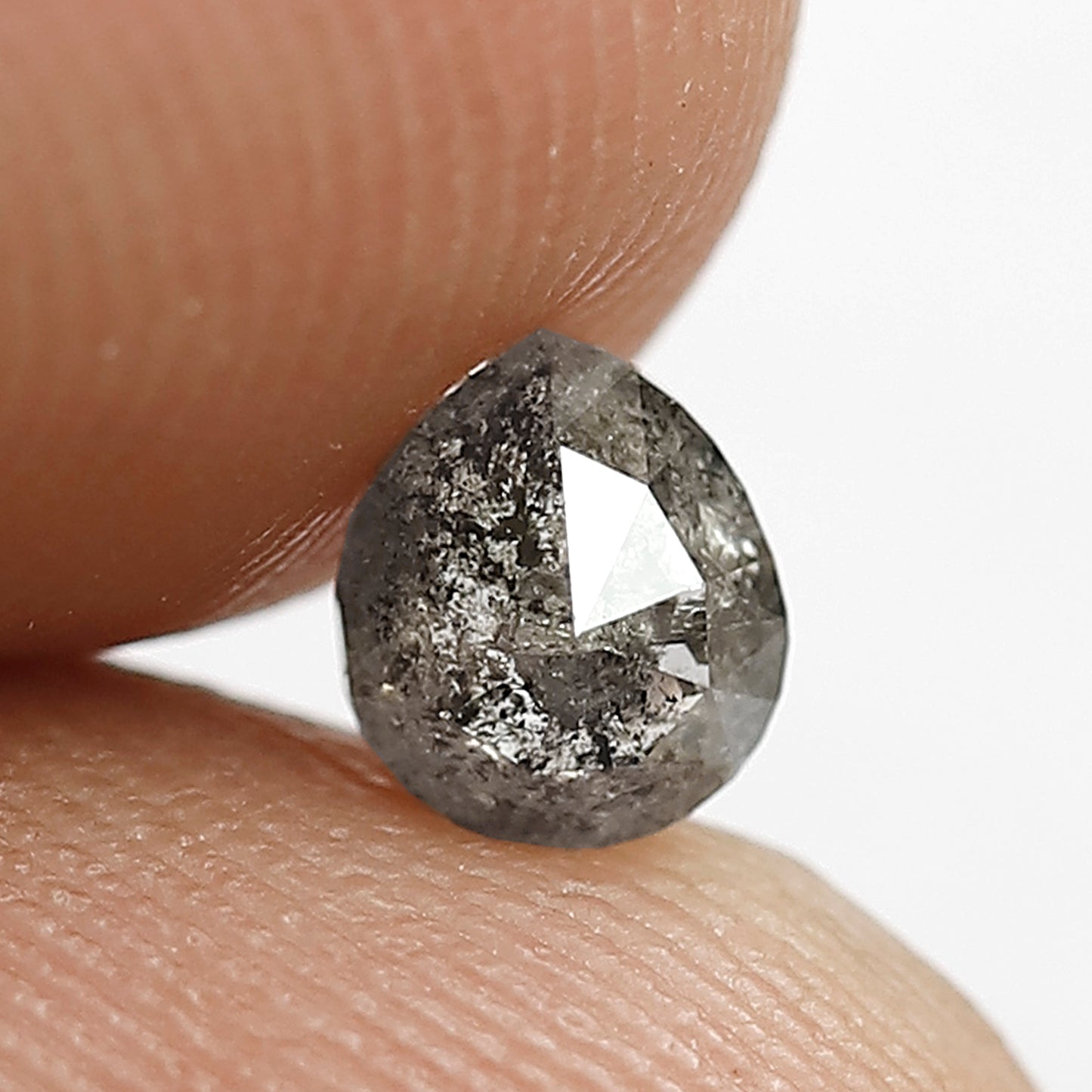 0.52 CT Loose Natural Grey Black Color Diamond 5.2 MM Pear Shape Diamond Earth Mined Salt and Pepper Diamond Engagement Ring