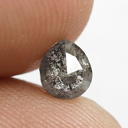 0.52 CT Loose Natural Grey Black Color Diamond 5.2 MM Pear Shape Diamond Earth Mined Salt and Pepper Diamond Engagement Ring