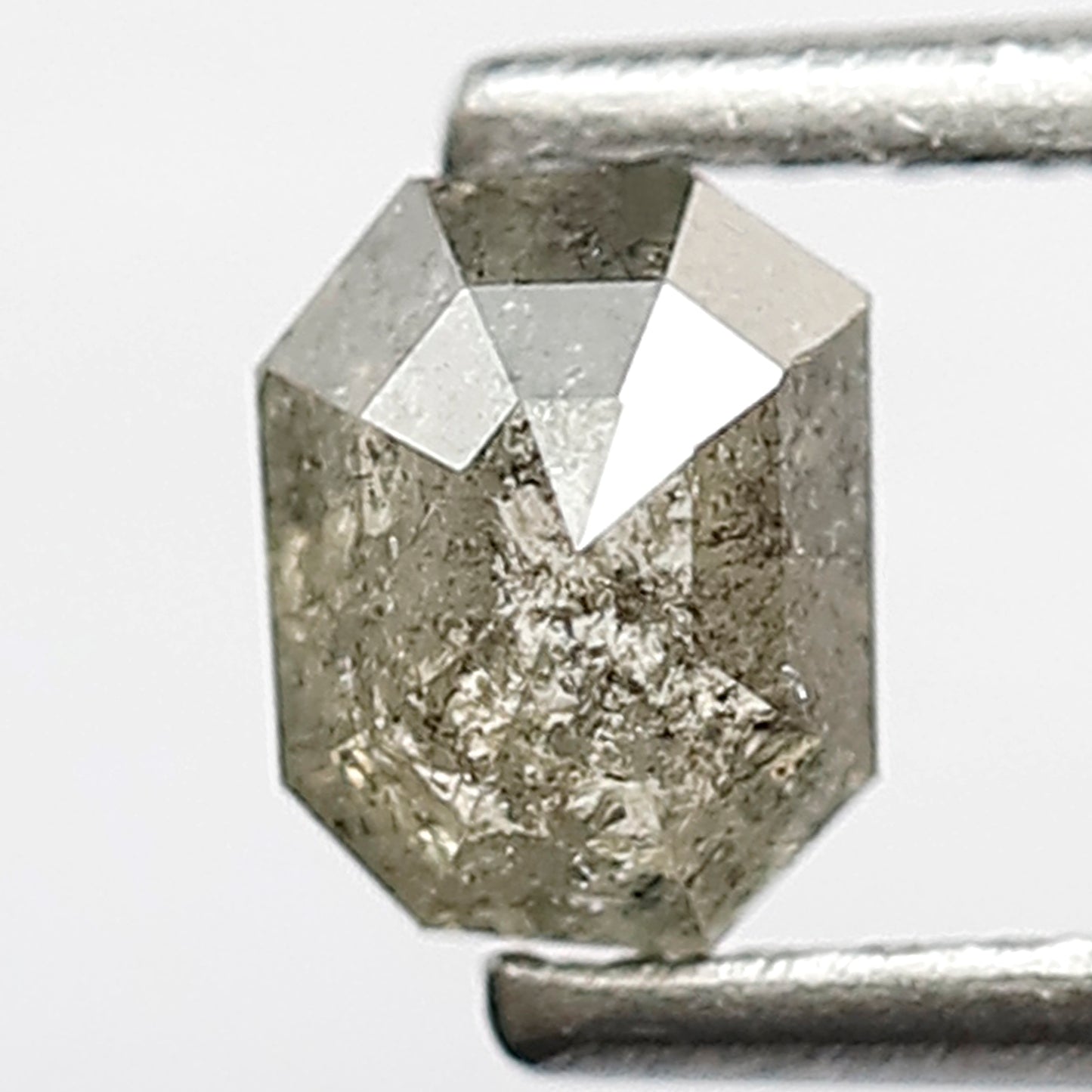 0.48 CT Natural Grey Black Color Diamond 5 MM Loose Natural Emerald Shape Diamond Conflict Free Salt and Pepper Diamond