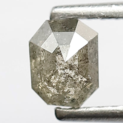 0.48 CT Natural Grey Black Color Diamond 5 MM Loose Natural Emerald Shape Diamond Conflict Free Salt and Pepper Diamond