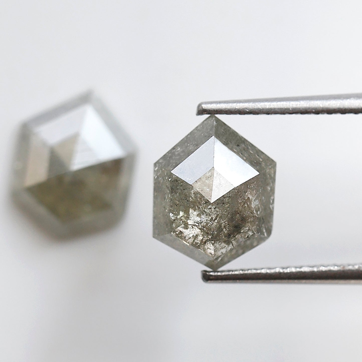 3.73 Ct Natural Grayish Geometric Diamonds Pair, Rustic Loose Earth Mined Diamonds for Pendant or Custom Jewelry Design