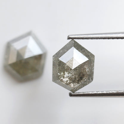 3.73 Ct Natural Grayish Geometric Diamonds Pair, Rustic Loose Earth Mined Diamonds for Pendant or Custom Jewelry Design