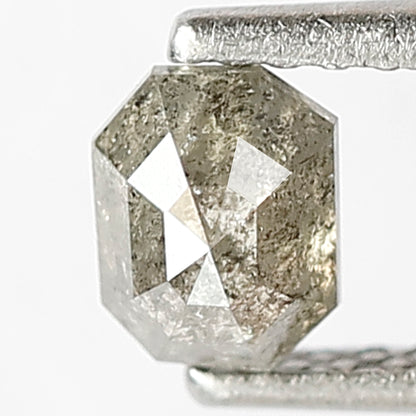 0.48 CT Natural Grey Black Color Diamond 5 MM Loose Natural Emerald Shape Diamond Conflict Free Salt and Pepper Diamond