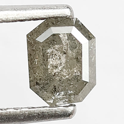 0.48 CT Natural Grey Black Color Diamond 5 MM Loose Natural Emerald Shape Diamond Conflict Free Salt and Pepper Diamond