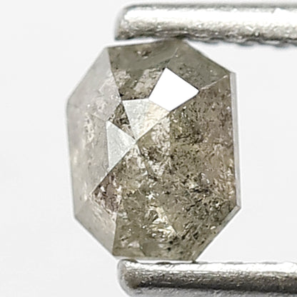 0.48 CT Natural Grey Black Color Diamond 5 MM Loose Natural Emerald Shape Diamond Conflict Free Salt and Pepper Diamond