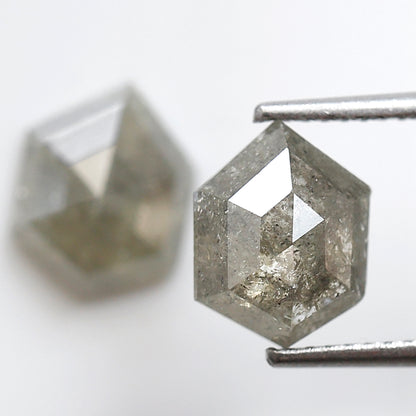 3.73 Ct Natural Grayish Geometric Diamonds Pair, Rustic Loose Earth Mined Diamonds for Pendant or Custom Jewelry Design