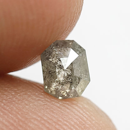 0.48 CT Natural Grey Black Color Diamond 5 MM Loose Natural Emerald Shape Diamond Conflict Free Salt and Pepper Diamond