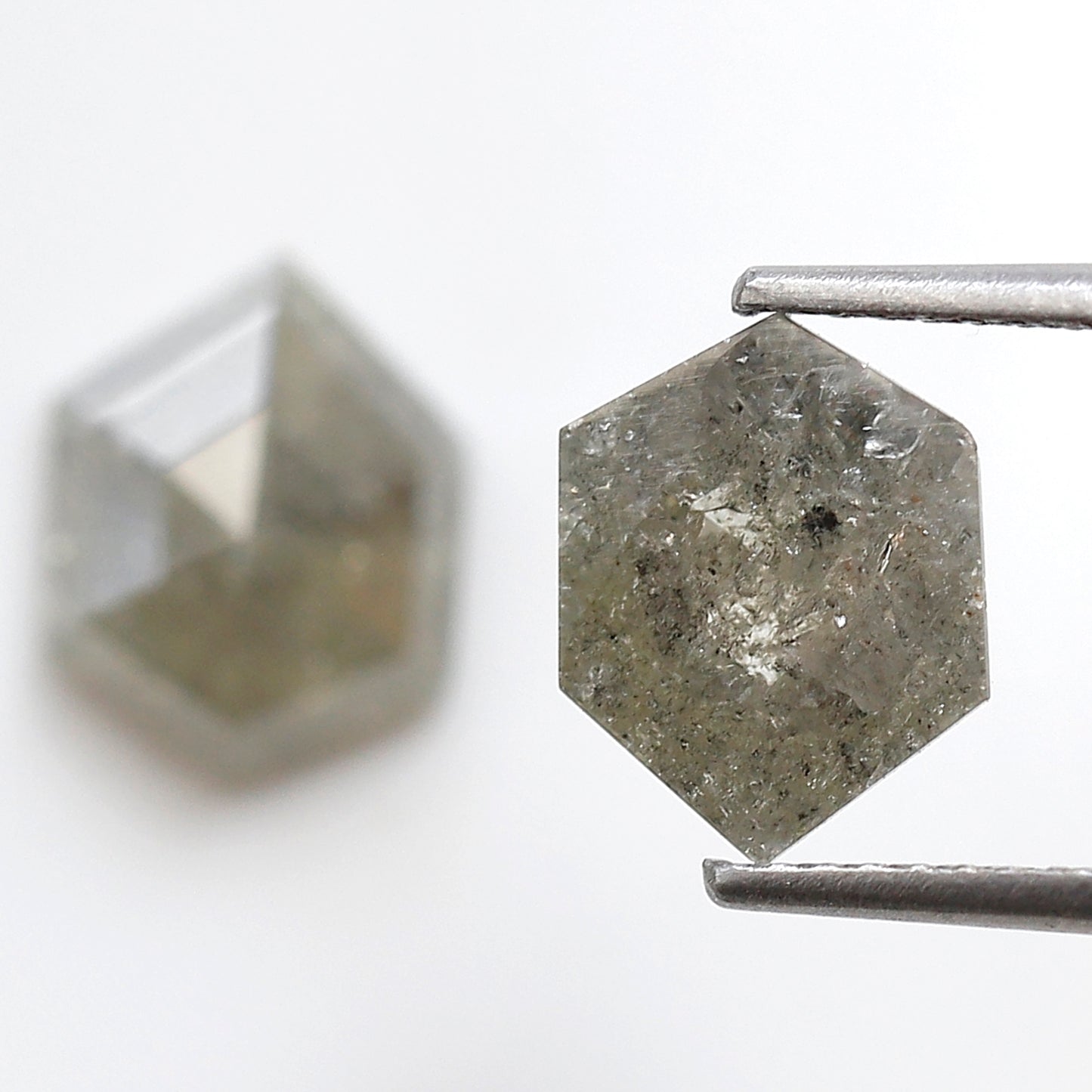 3.73 Ct Natural Grayish Geometric Diamonds Pair, Rustic Loose Earth Mined Diamonds for Pendant or Custom Jewelry Design