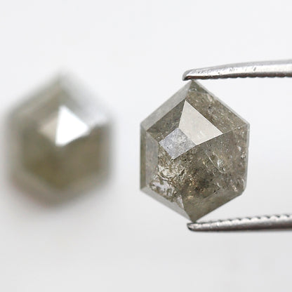 3.73 Ct Natural Grayish Geometric Diamonds Pair, Rustic Loose Earth Mined Diamonds for Pendant or Custom Jewelry Design