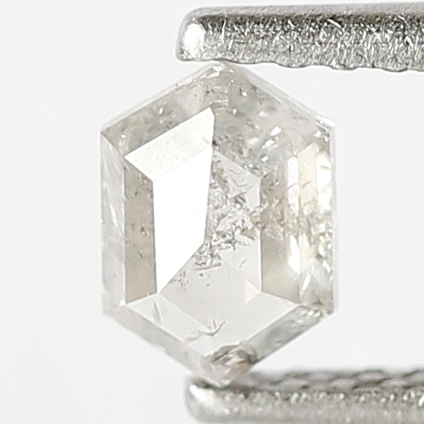 0.45 CT Hexagon Shape Diamond Loose Natural Fancy White Color Diamond 5 MM Salt and Pepper Diamond For Prong Setting Ring