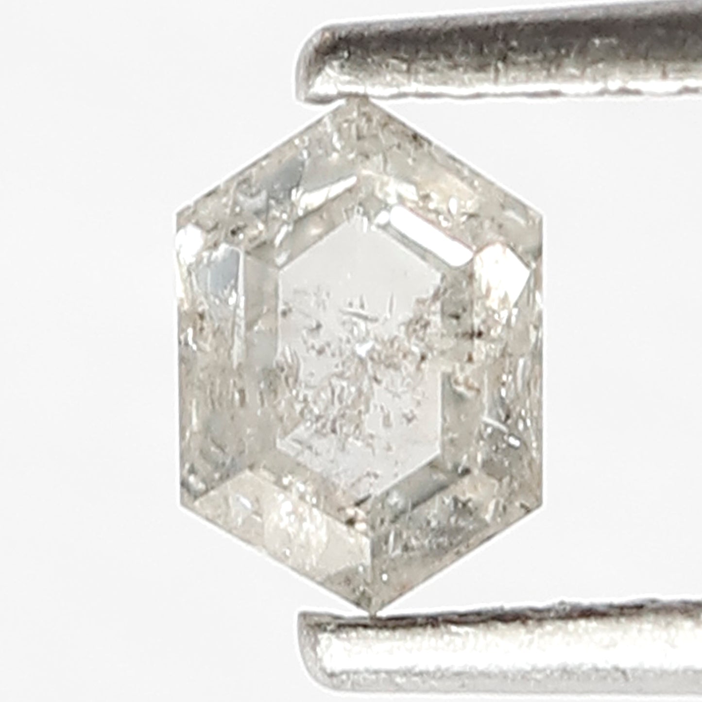 0.45 CT Hexagon Shape Diamond Loose Natural Fancy White Color Diamond 5 MM Salt and Pepper Diamond For Prong Setting Ring