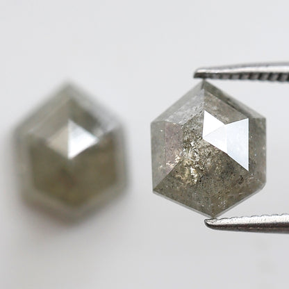3.73 Ct Natural Grayish Geometric Diamonds Pair, Rustic Loose Earth Mined Diamonds for Pendant or Custom Jewelry Design
