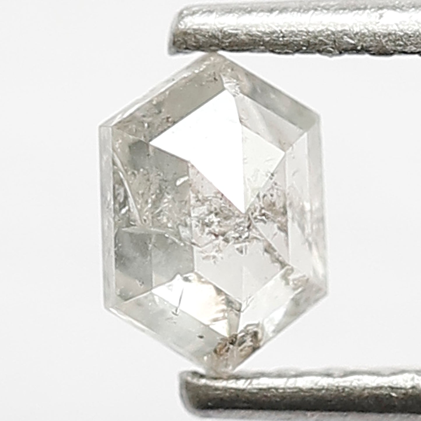 0.45 CT Hexagon Shape Diamond Loose Natural Fancy White Color Diamond 5 MM Salt and Pepper Diamond For Prong Setting Ring