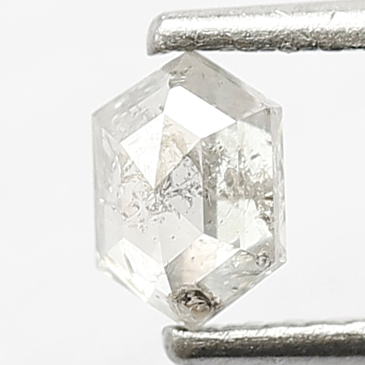 0.45 CT Hexagon Shape Diamond Loose Natural Fancy White Color Diamond 5 MM Salt and Pepper Diamond For Prong Setting Ring