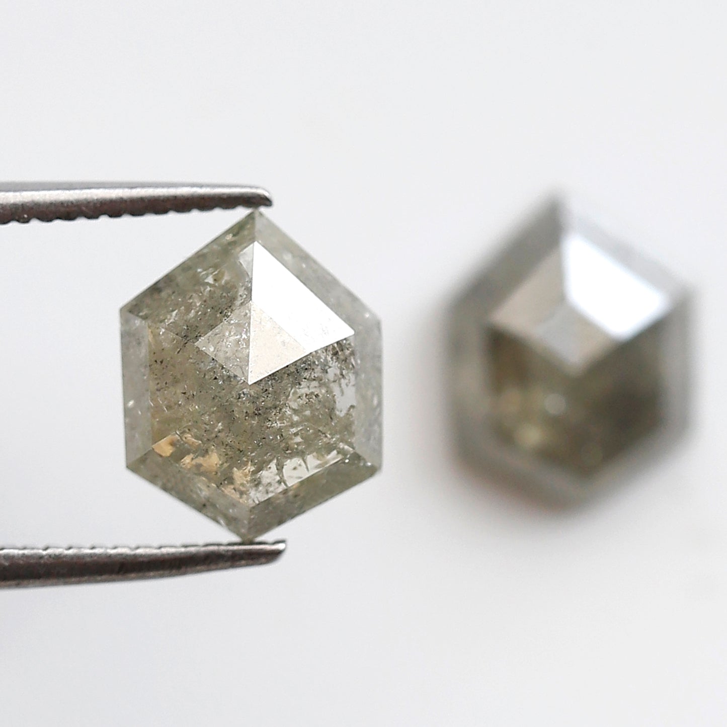 3.73 Ct Natural Grayish Geometric Diamonds Pair, Rustic Loose Earth Mined Diamonds for Pendant or Custom Jewelry Design