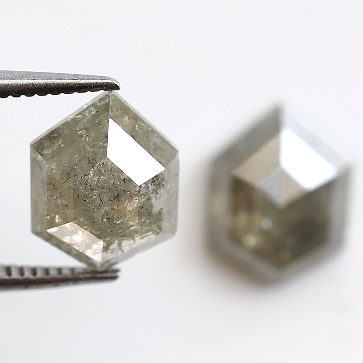 3.73 Ct Natural Grayish Geometric Diamonds Pair, Rustic Loose Earth Mined Diamonds for Pendant or Custom Jewelry Design