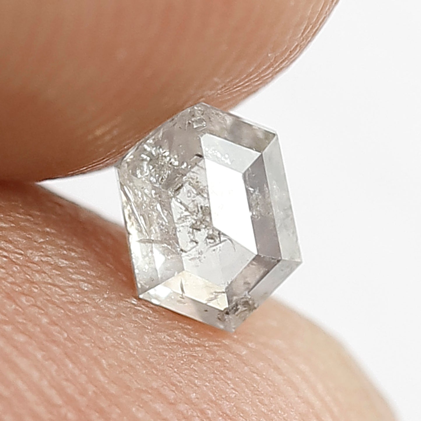 0.45 CT Hexagon Shape Diamond Loose Natural Fancy White Color Diamond 5 MM Salt and Pepper Diamond For Prong Setting Ring