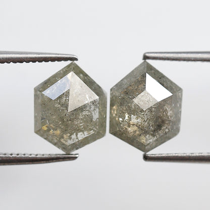 3.73 Ct Natural Grayish Geometric Diamonds Pair, Rustic Loose Earth Mined Diamonds for Pendant or Custom Jewelry Design