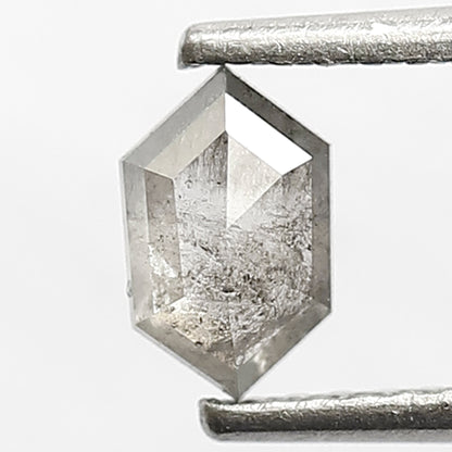 0.44 CT Natural Grey Black Color Diamond 6 MM Hexagon Shape Diamond Ethically Sourced Salt and Pepper Diamond