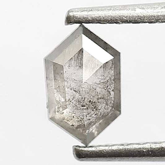 0.44 CT Natural Grey Black Color Diamond 6 MM Hexagon Shape Diamond Ethically Sourced Salt and Pepper Diamond