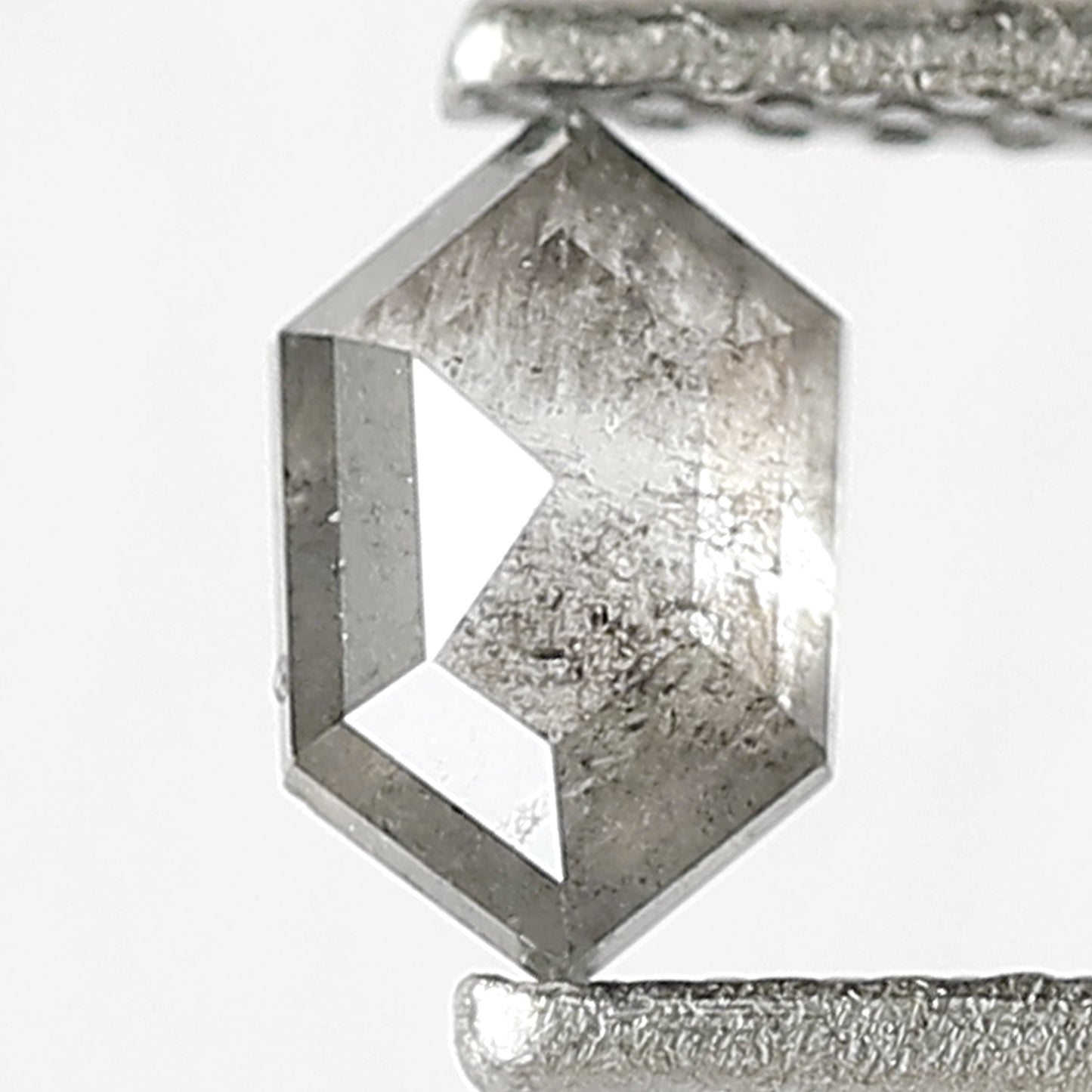 0.44 CT Natural Grey Black Color Diamond 6 MM Hexagon Shape Diamond Ethically Sourced Salt and Pepper Diamond