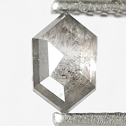 0.44 CT Natural Grey Black Color Diamond 6 MM Hexagon Shape Diamond Ethically Sourced Salt and Pepper Diamond